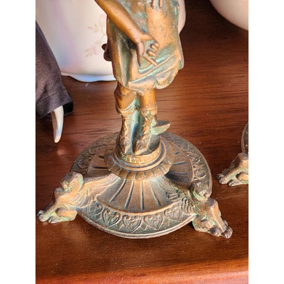 Antique/ Vintage Set of 3 Bronze Candle Holders - Picture 13 of 16